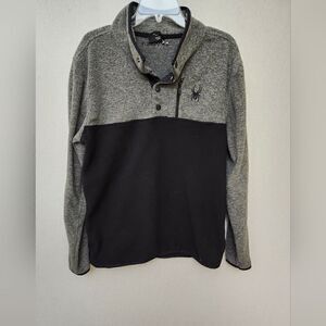 Spyder men's winter fleece 3 snap‎ pullover sweatshirt sweater Med